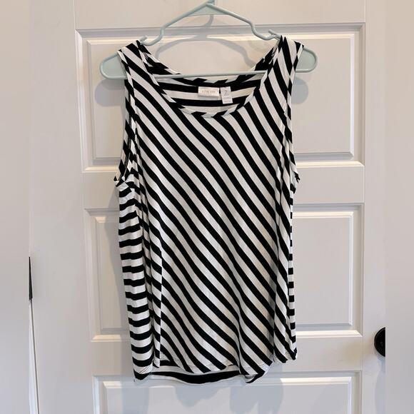 NWT Chicos Diagonal Striped High Lo Tank Top - Picture 2 of 3